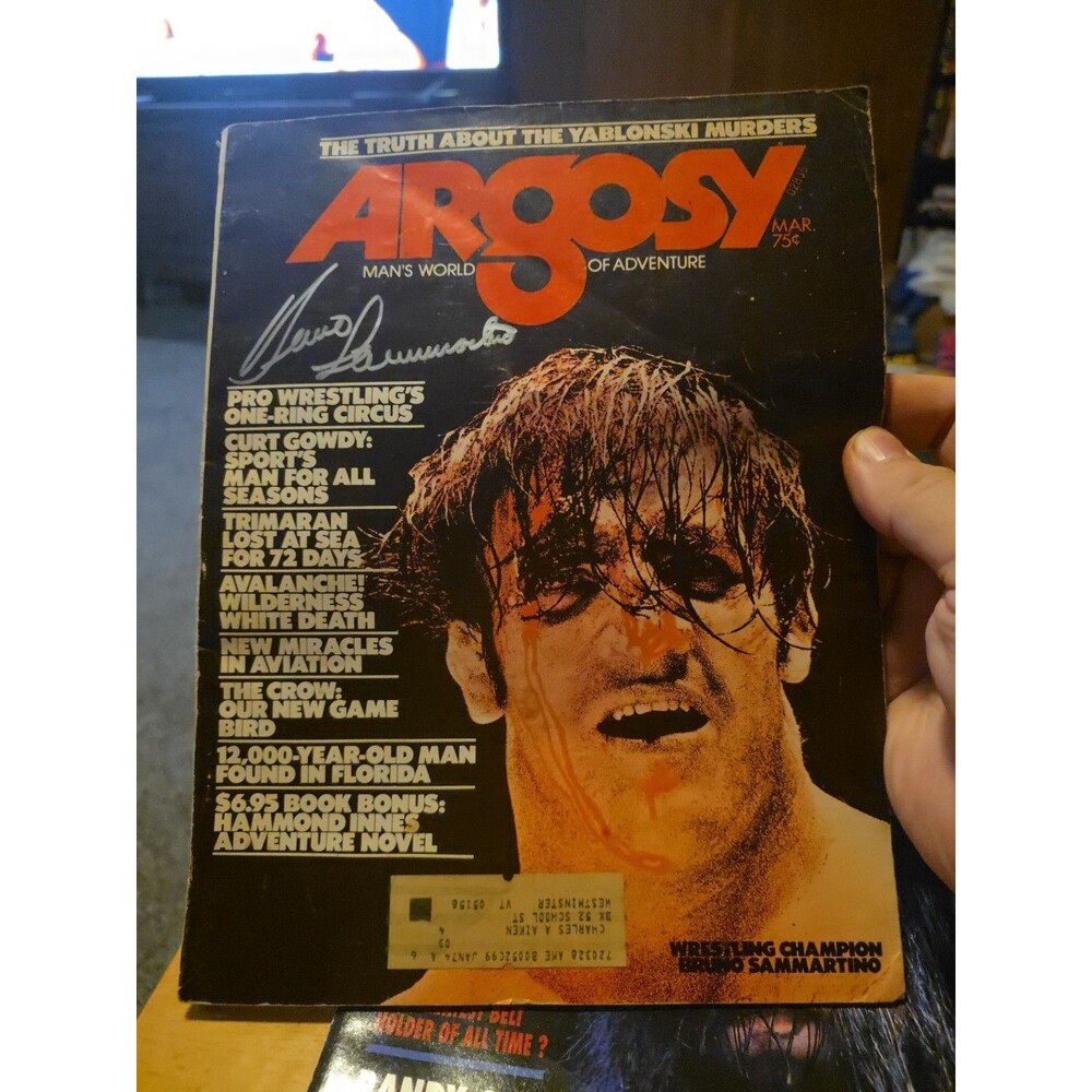 Signed Bruno Sammartino 1974 Argosy Magazine WWF WWWF Autograph